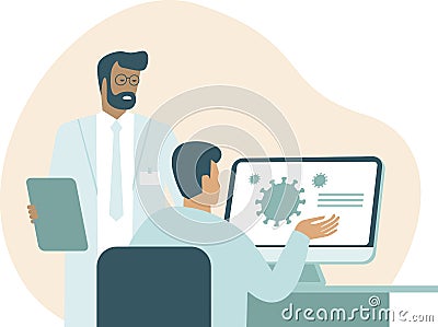 Team of medic scientist making research in lab Vector Illustration